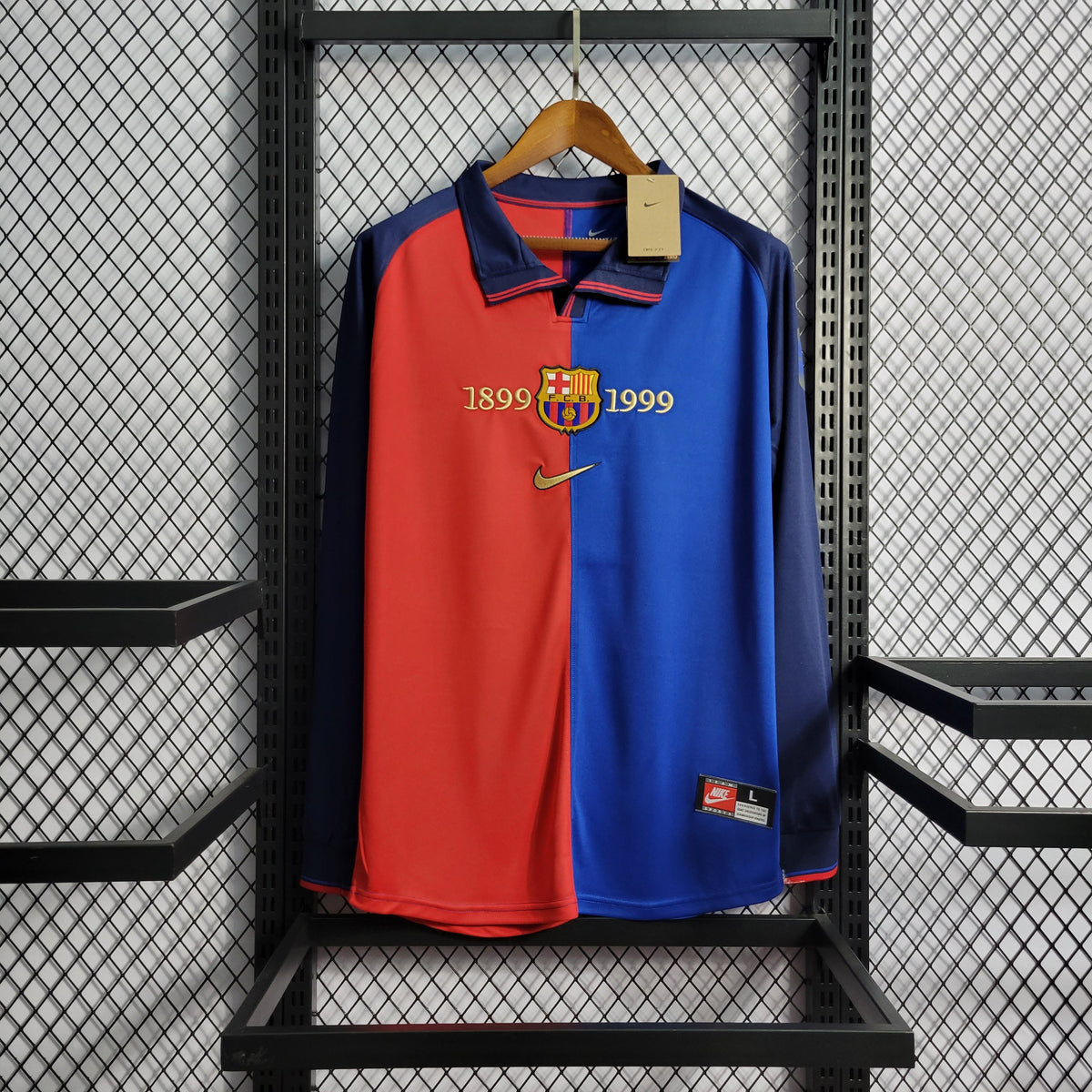 Camisola Barcelona Edição Comemorativa 100 Anos - Versão Retro Manga Comprida
